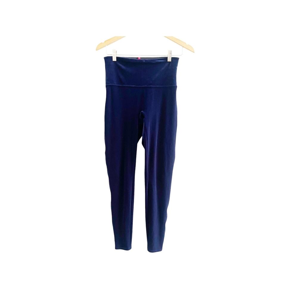 Spanx Leggings Womens Large Blue Velvet Super Skinny Fit Pull-On Minimalist